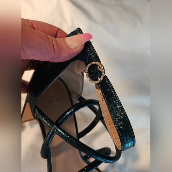 Bradshaw Caged Strappy Emerald Shimmer Green Heels 9 Sex in‎ the City Y2K - Picture 6 of 14